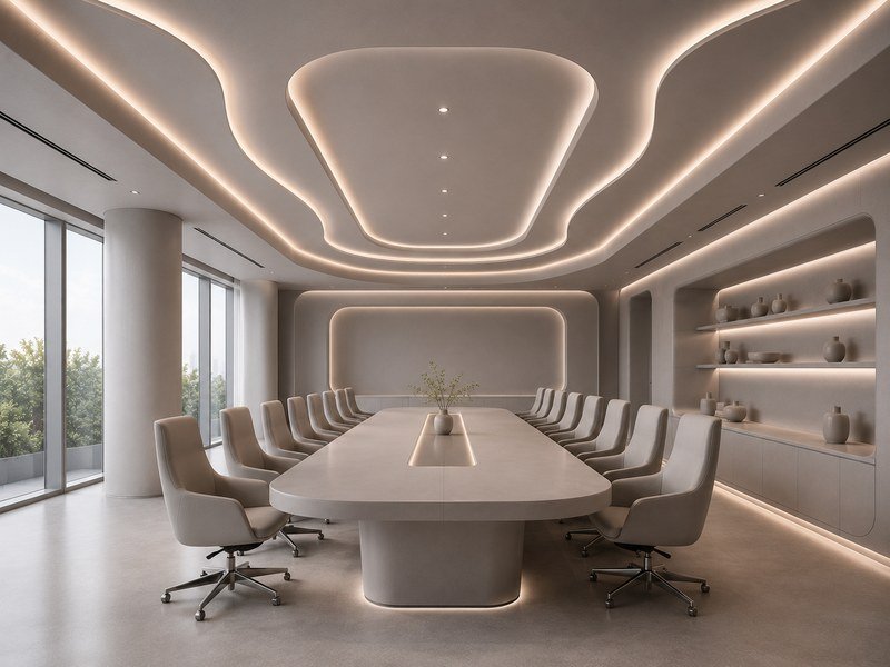 WAZWOOD ceiling panel boards in executive boardroom interior design