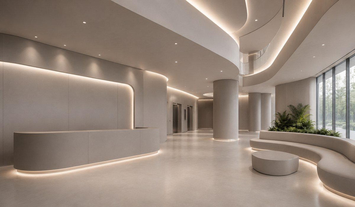 WAZWOOD Commercial Boards — Grade A Office Lobby WAZWOOD commercial boards in Grade A office lobby interior fitout