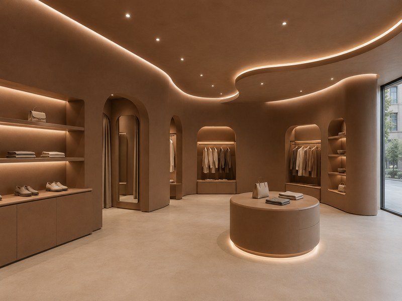 WAZWOOD Commercial Wall Panels — Retail Feature Wall WAZWOOD commercial wall panels in luxury retail feature interior