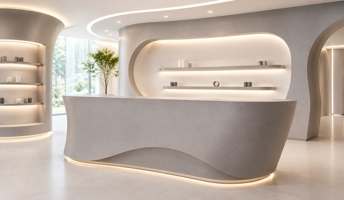 WAZWOOD Display Counter Boards — Luxury Retail WAZWOOD NFC board display counters for luxury retail showroom environments