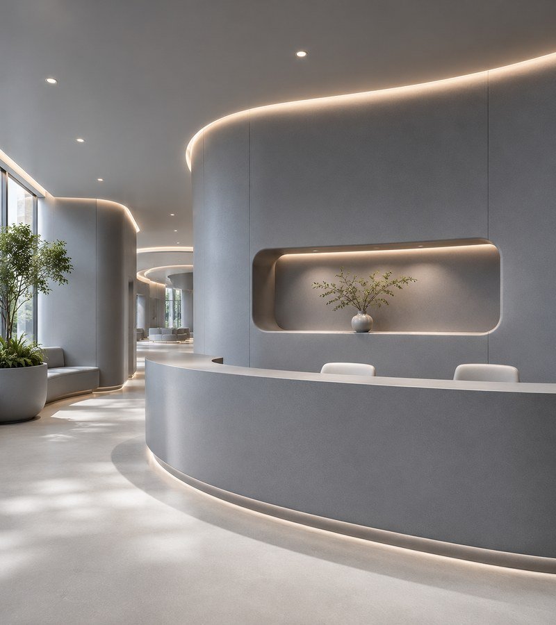 Hospital reception counter with premium WAZWOOD boards