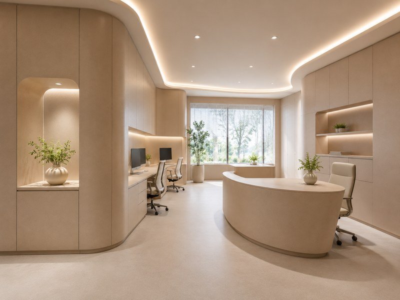 Healthcare administrative area finished with WAZWOOD interior boards