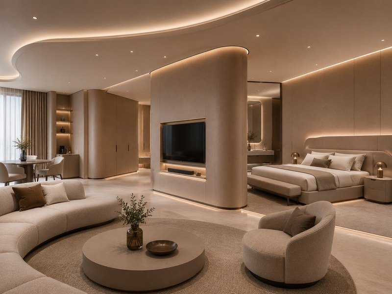 Premium hotel suite fitted out with WAZWOOD luxury boards