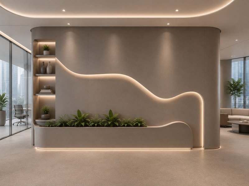 Office feature wall and partition designed with WAZWOOD boards