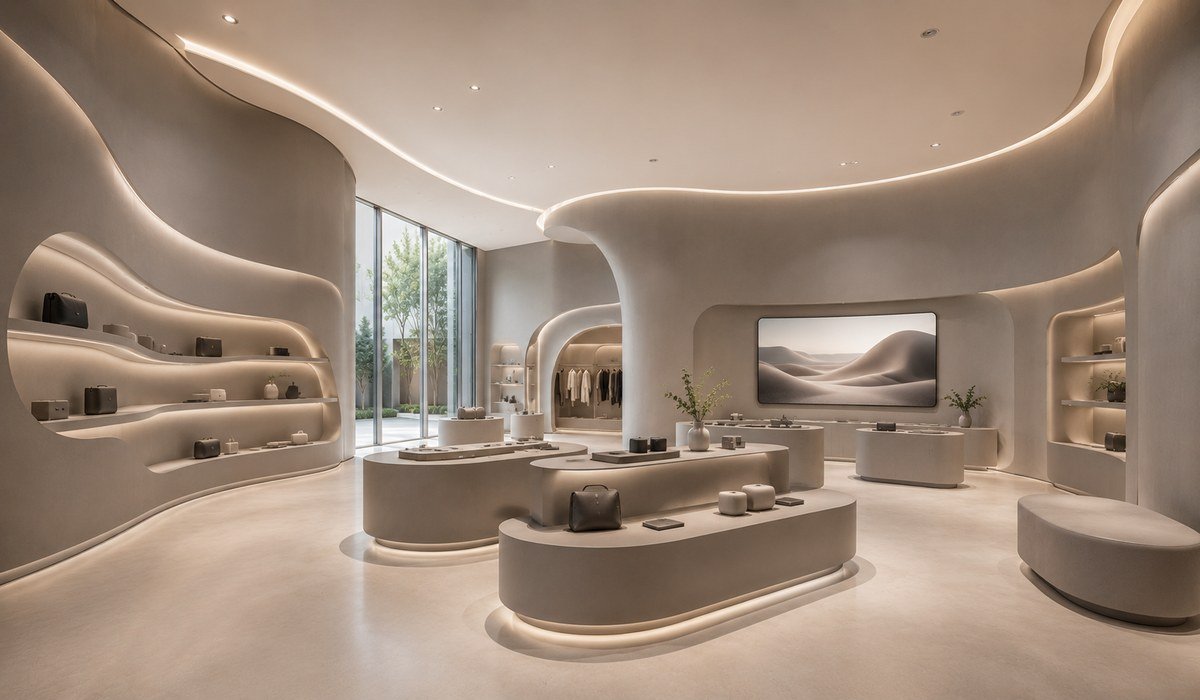 WAZWOOD luxury retail display panels in premium brand showroom environment