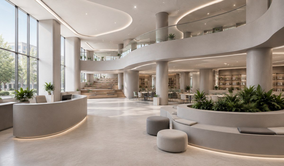 Educational institution interior with durable WAZWOOD boards