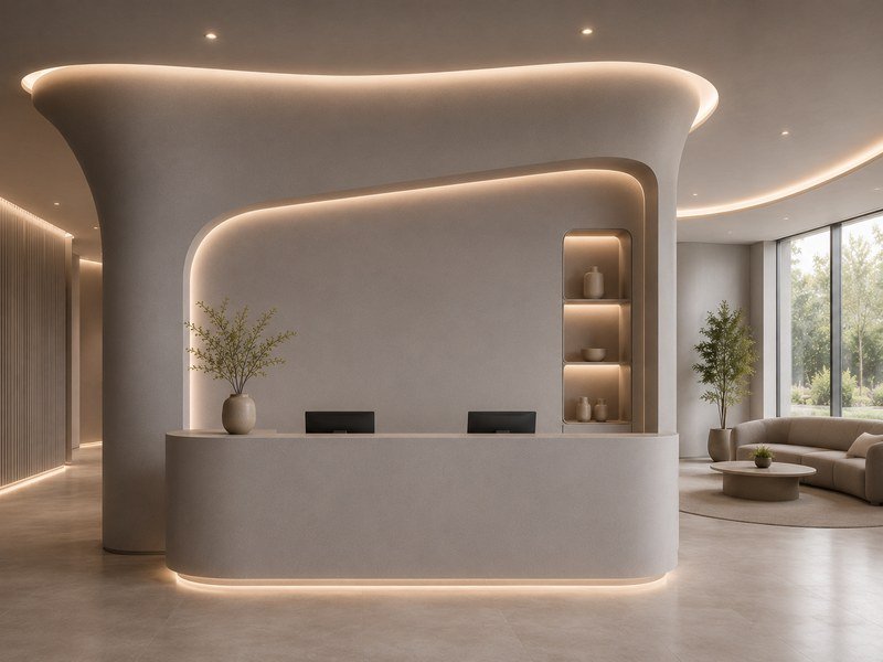 Office reception feature wall paneled with WAZWOOD boards