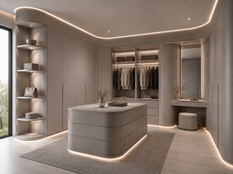Walk-in closet shelving system