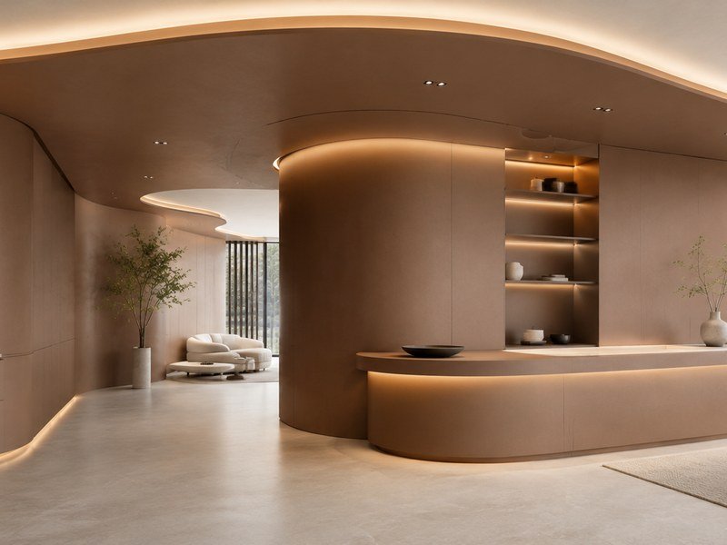 WAZWOOD waterproof interior boards in luxury hotel bathroom cabinetry